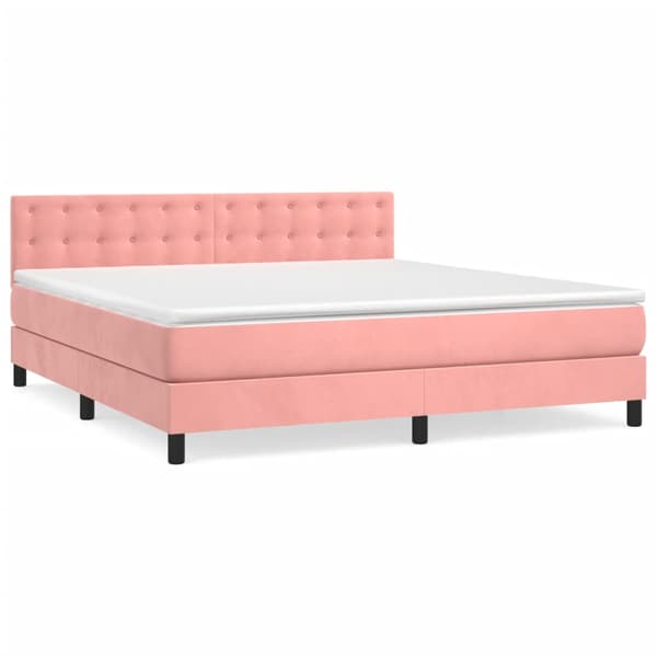 Ramsäng med madrass rosa 180x200 cm sammet