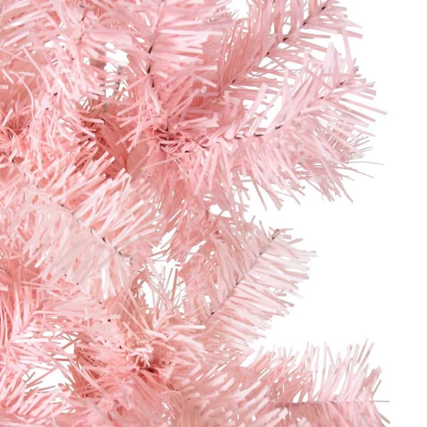 Smal halv plastgran med stativ rosa 210 cm