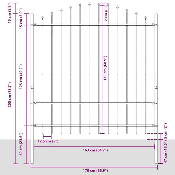 Trädgårdsstängsel 5 pcs Vit 170 x 215 cm Pulverlackerat stål