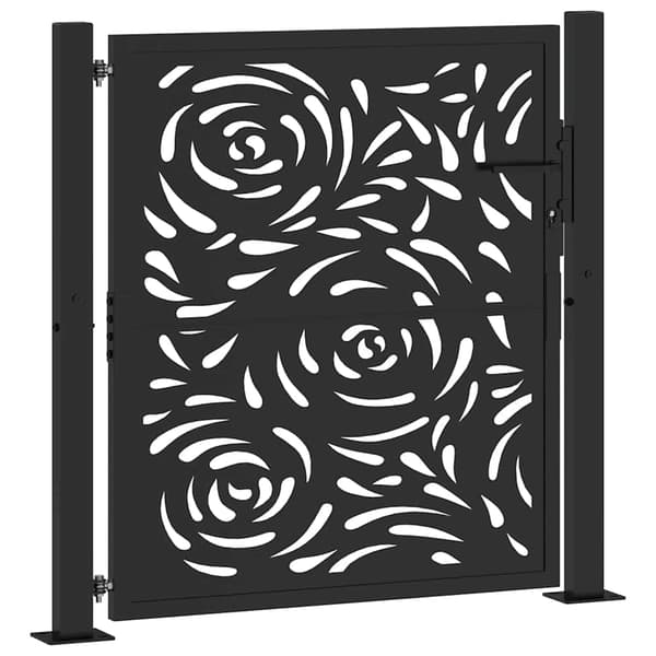 Trädgårdsgrind svart 100x100 cm stål flammdesign
