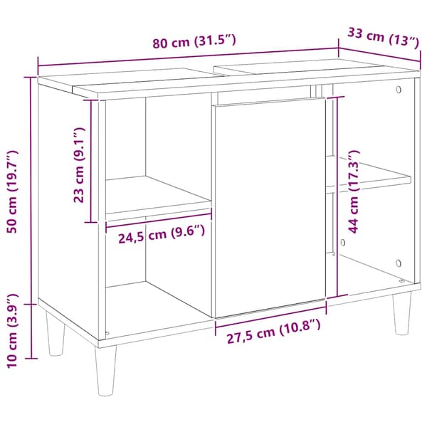 Badrumsskåp ek 80x33x60 cm konstruerat trä