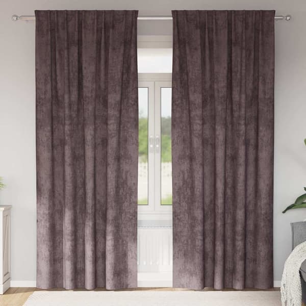 Sammetsgardiner 2 st Brun 245 x 140 cm Sammet