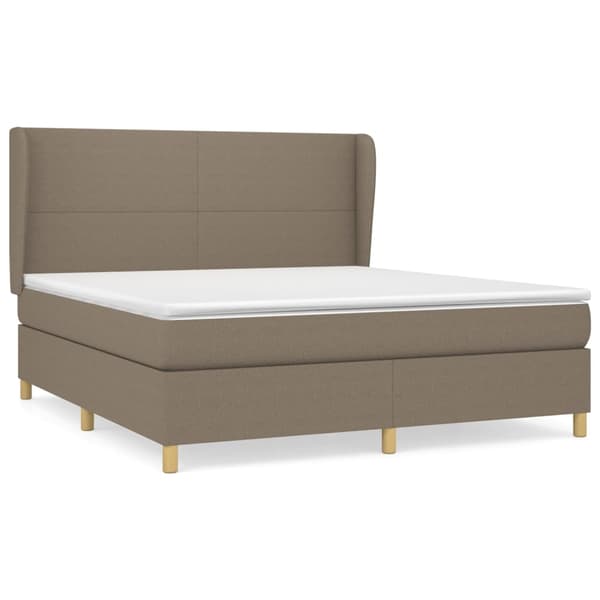 Ramsäng med madrass taupe 180x200 cm tyg