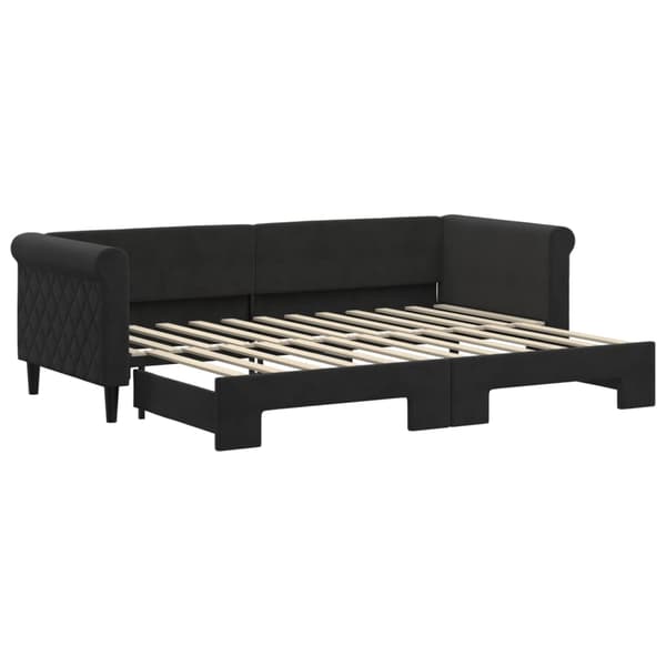 Dagbädd utdragbar svart 80x200 cm sammet