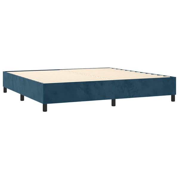 Ramsäng med madrass mörkblå 200x200 cm sammet