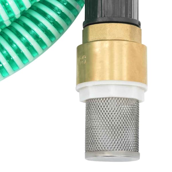 Sugslang med kopplingar mässing grön 1,1" 15 m PVC