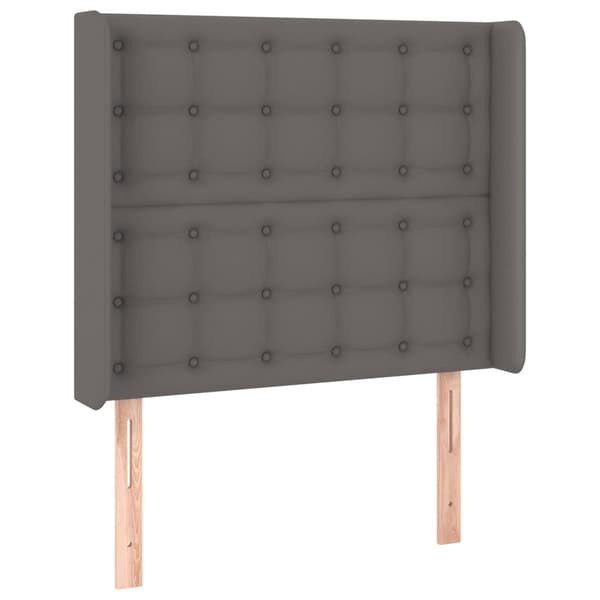 Sänggavel LED grå 93x16x118/128 cm konstläder