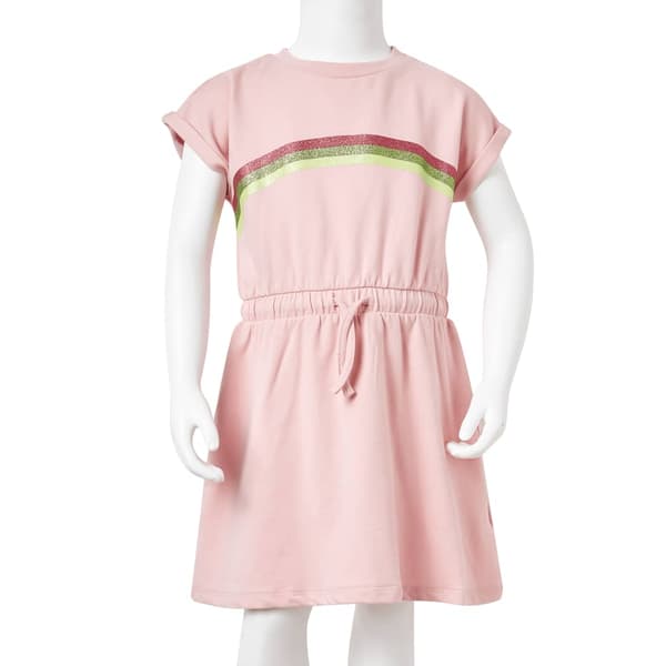Barnklänning med dragsko ljus rosa 116