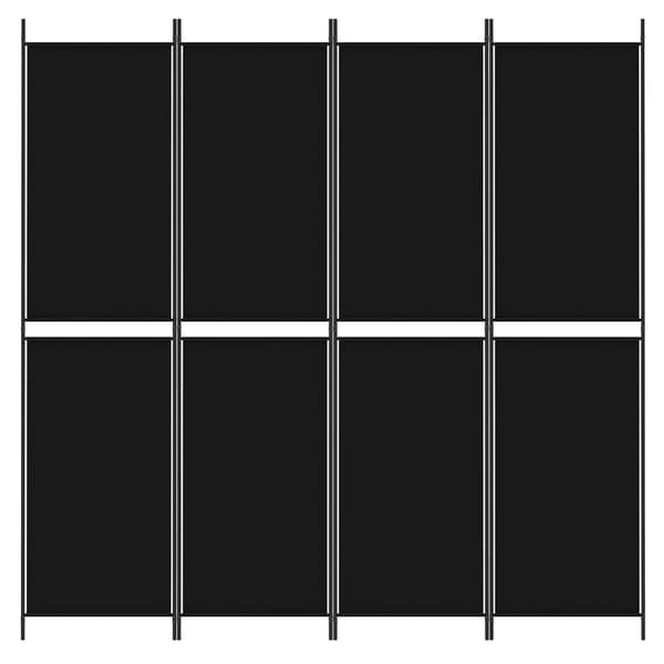 Rumsavdelare 4 paneler svart 200x200 cm tyg
