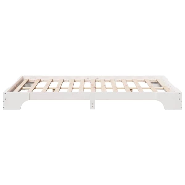 Sängram Vit 140 x 190 cm Massiv furu