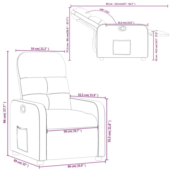 Reclinerfåtölj taupe tyg