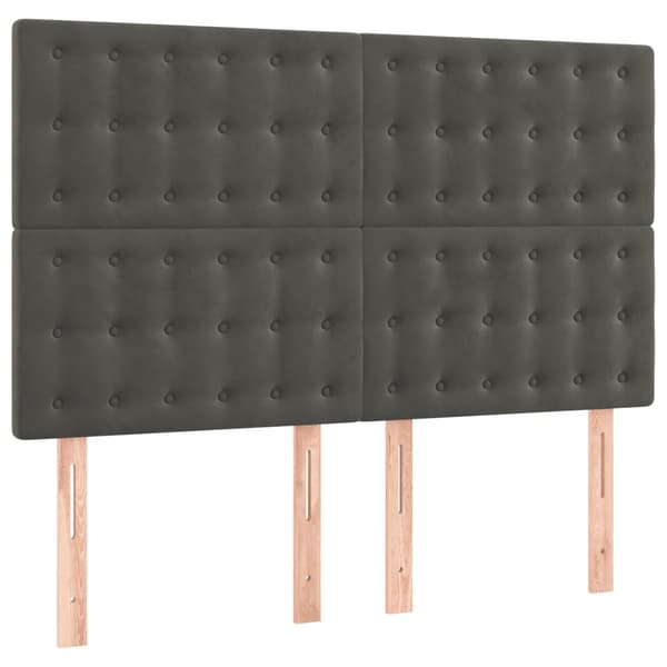 Ramsäng med madrass mörkgrå 140x200 cm sammet