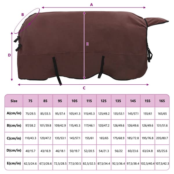 Hästdyna Full Mörk Brun 165 cm Polyester Fleece