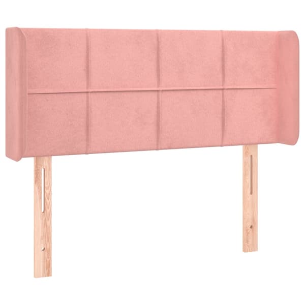 Sänggavel LED rosa 93x16x78/88 cm sammet