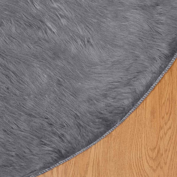 Fuskfäll matta TAFALLA Antracit Ø 80 cm Polyester
