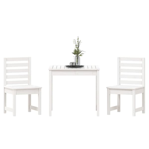 Caféset 3 delar vit massiv furu