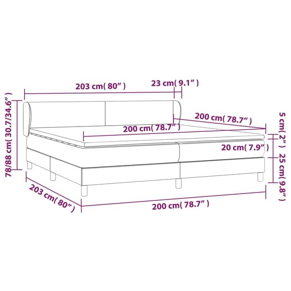Ramsäng med madrass mörkgrå 200x200 cm tyg