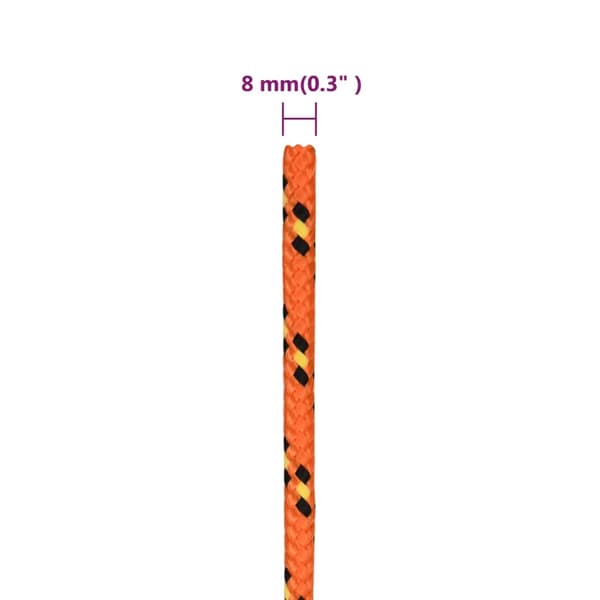 Båtlina orange 8 mm 25 m polypropylen