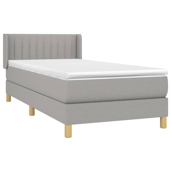 Ramsäng med madrass ljusgrå 90x200 cm tyg