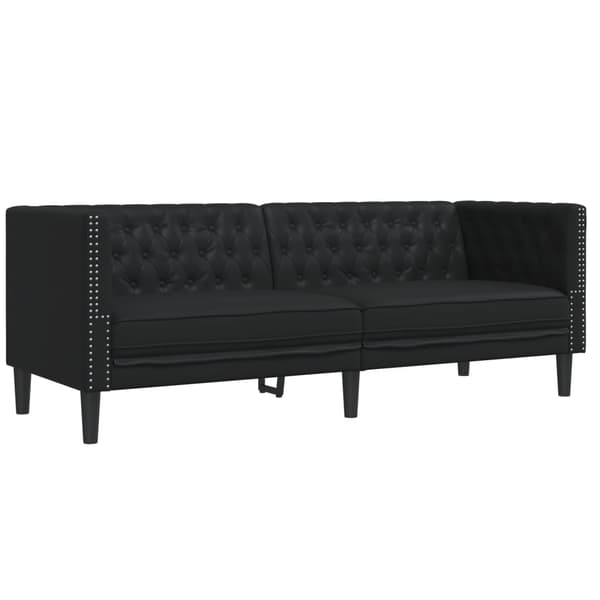 Soffgrupp chesterfield 2 delar svart konstläder