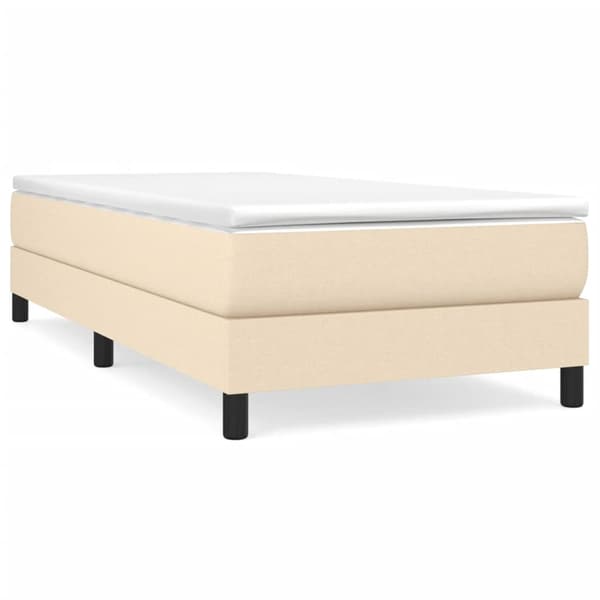 Boxspring-sängram gräddvit 90x190 cm tyg