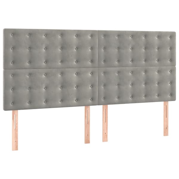 Ramsäng med madrass ljusgrå 180x200 cm sammet