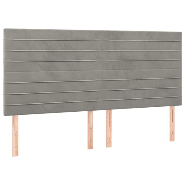 Sänggavel LED ljusgrå 200x5x118/128 cm sammet