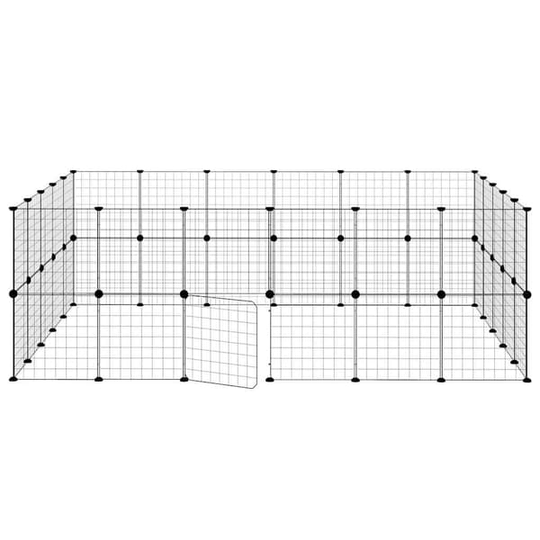 Hundgård svart 44 paneler 35x35 cm stål