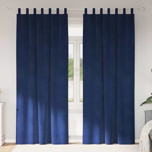 Mörkläggningsgardiner 2 st Mörkblå 140 x 245 cm Sammet