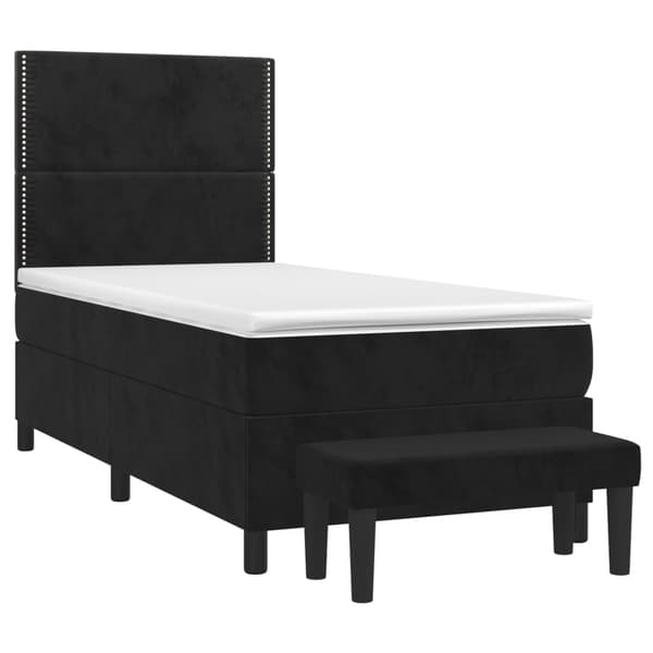 Ramsäng med madrass svart 100x200 cm sammet
