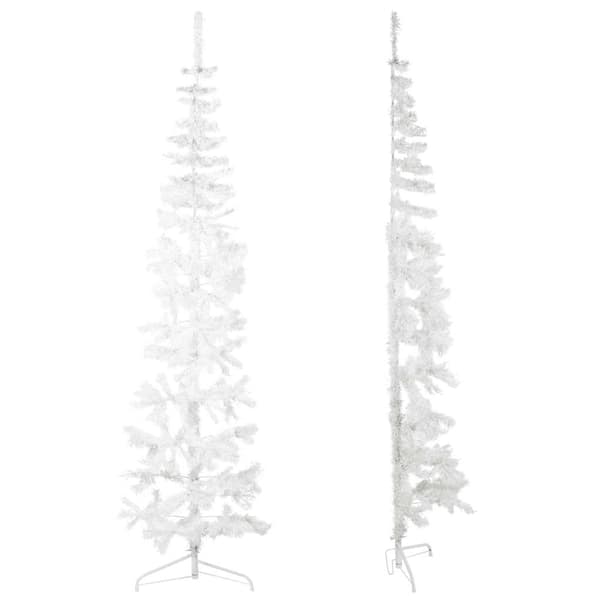 Smal halv plastgran med stativ vit 210 cm