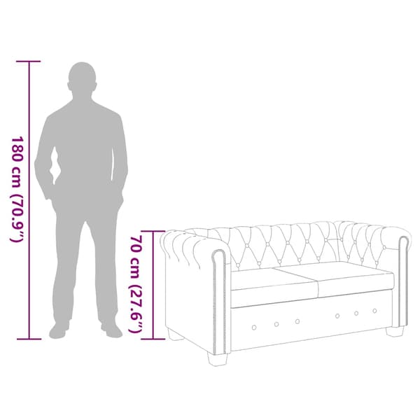 Chesterfield 2-sits konstläder svart