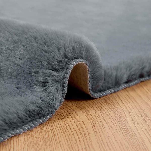 Halkfri matta i konstgjord kaninfäll OLITE Antracit Polyester