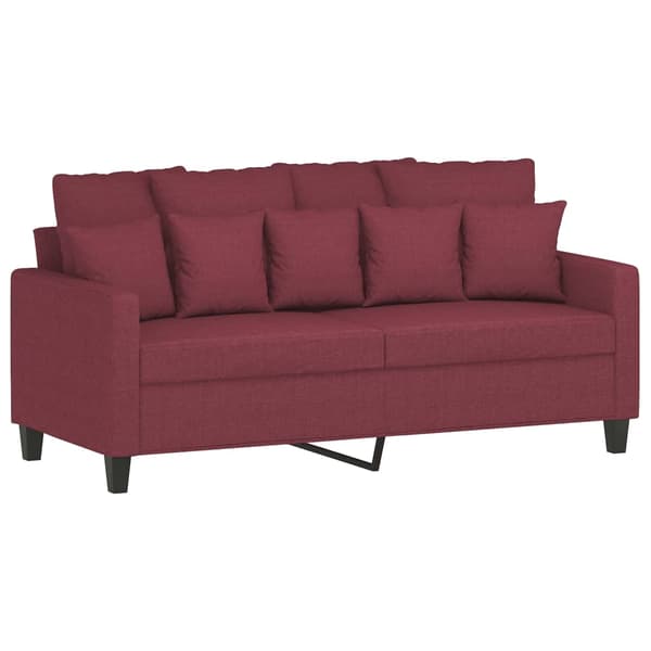 Soffgrupp med dynor 3 delar Vinröd tyg
