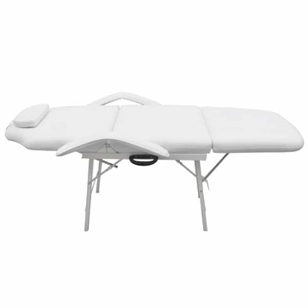 Bärbar behandlingsstol konstläder 185x78x76 cm vit