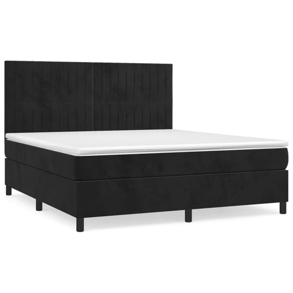 Ramsäng med madrass svart 180x200 cm sammet