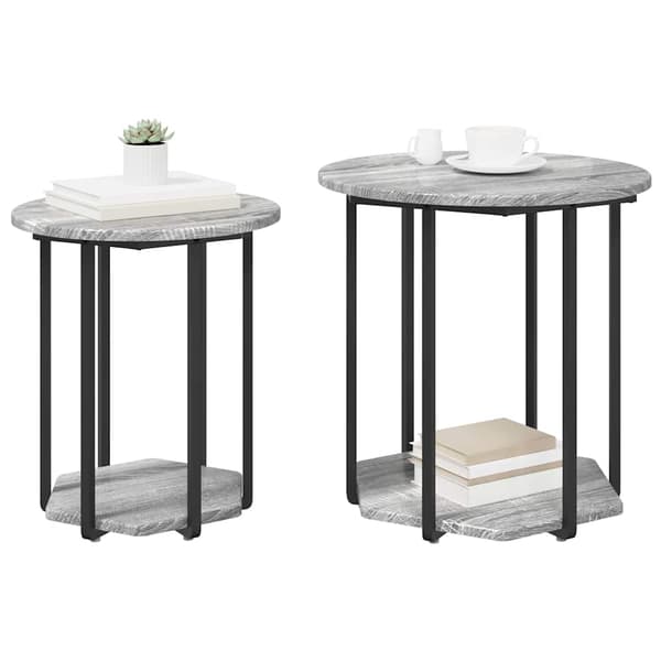 Sidobordsset med hylla 2 pcs Grå
