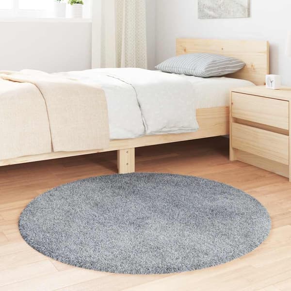 Ryamatta med lång lugg NAVARRA ljusgrå 100x100 cm polyester