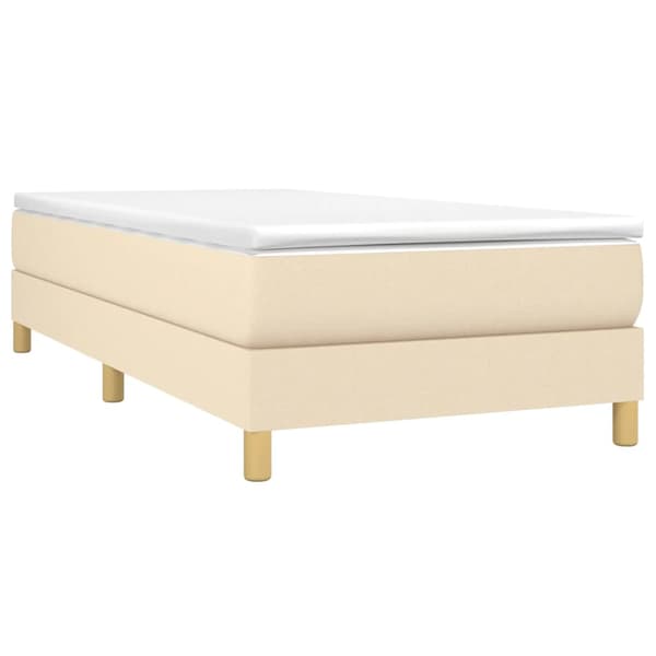 Boxspring-sängram gräddvit 100x200 cm tyg