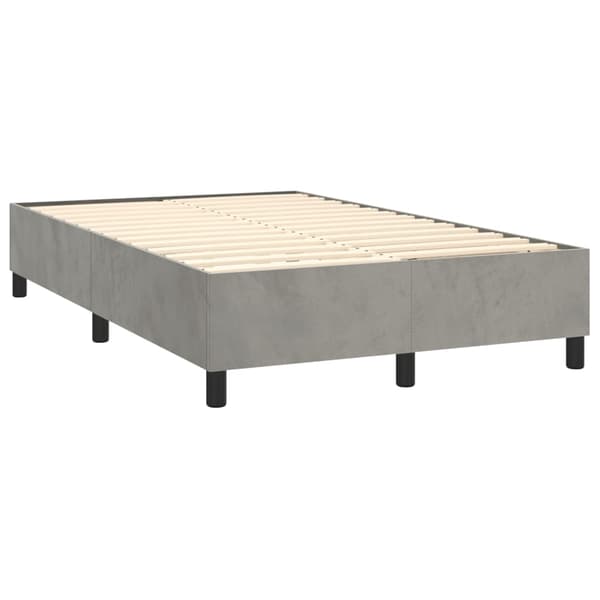 Boxspring-sängram ljusgrå 120x200 cm sammet