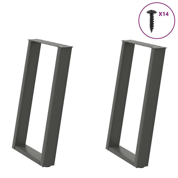 Matbordsben U-formade 2 st antracit 50x(72-73) cm stål