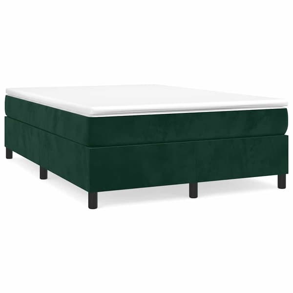 Boxspring-sängram mörkgrön 140x200 cm sammet