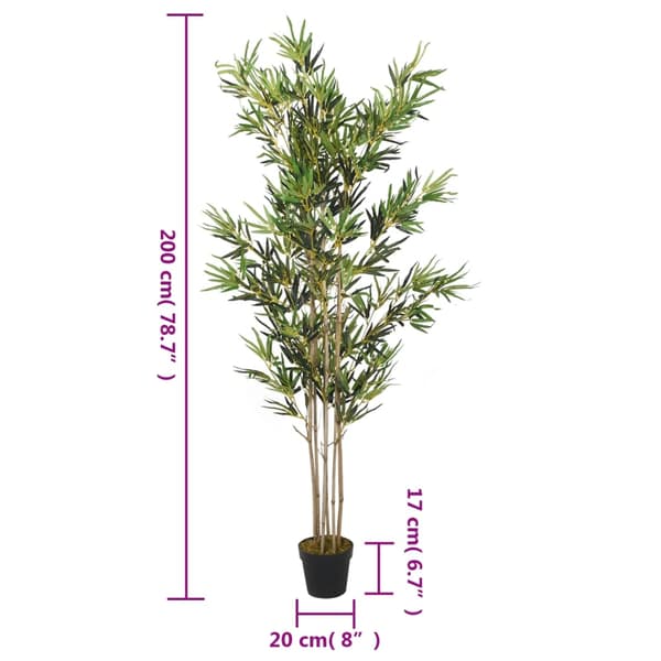Konstväxt bambu 1380 blad 200 cm grön