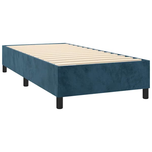 Ramsäng med madrass mörkblå 100x200 cm sammet