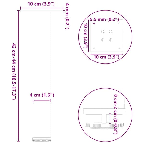 Soffbordsben 4 st antracit 42-44 cm stål