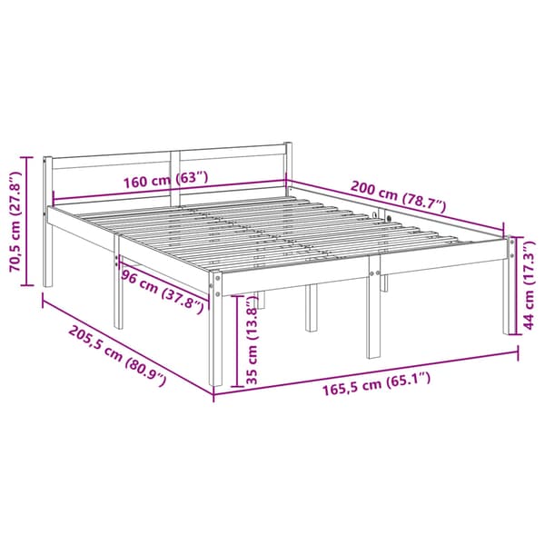 Säng 160x200 cm massiv furu