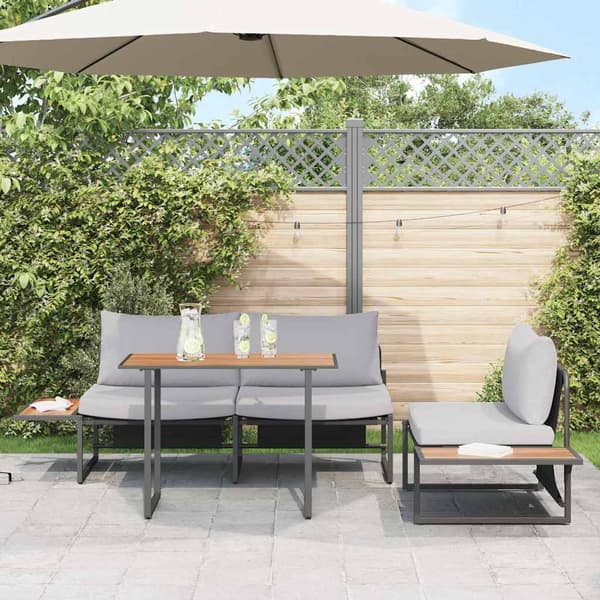 Trädgårdsmöbelset 3 pcs Ljusgrå Stål
