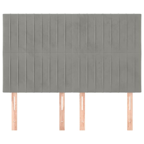 Sänggavel ljusgrå 144x5x118/128 cm sammet