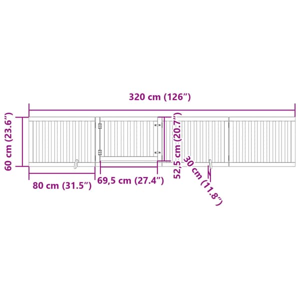 Hundgrind med dörr vikbar 4 paneler brun 320 cm poppel