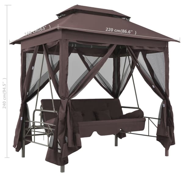 Paviljong med hammock kaffebrun